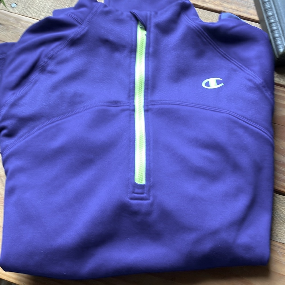 Champion Purple & Blue 3/4 Zip Powertrain Sweatshirt Fitted